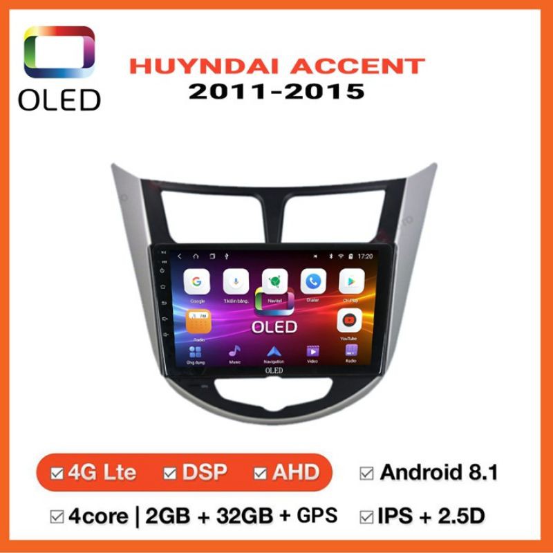 Màn hình ô tô dvd android 9 inch theo xe Huyndai accent