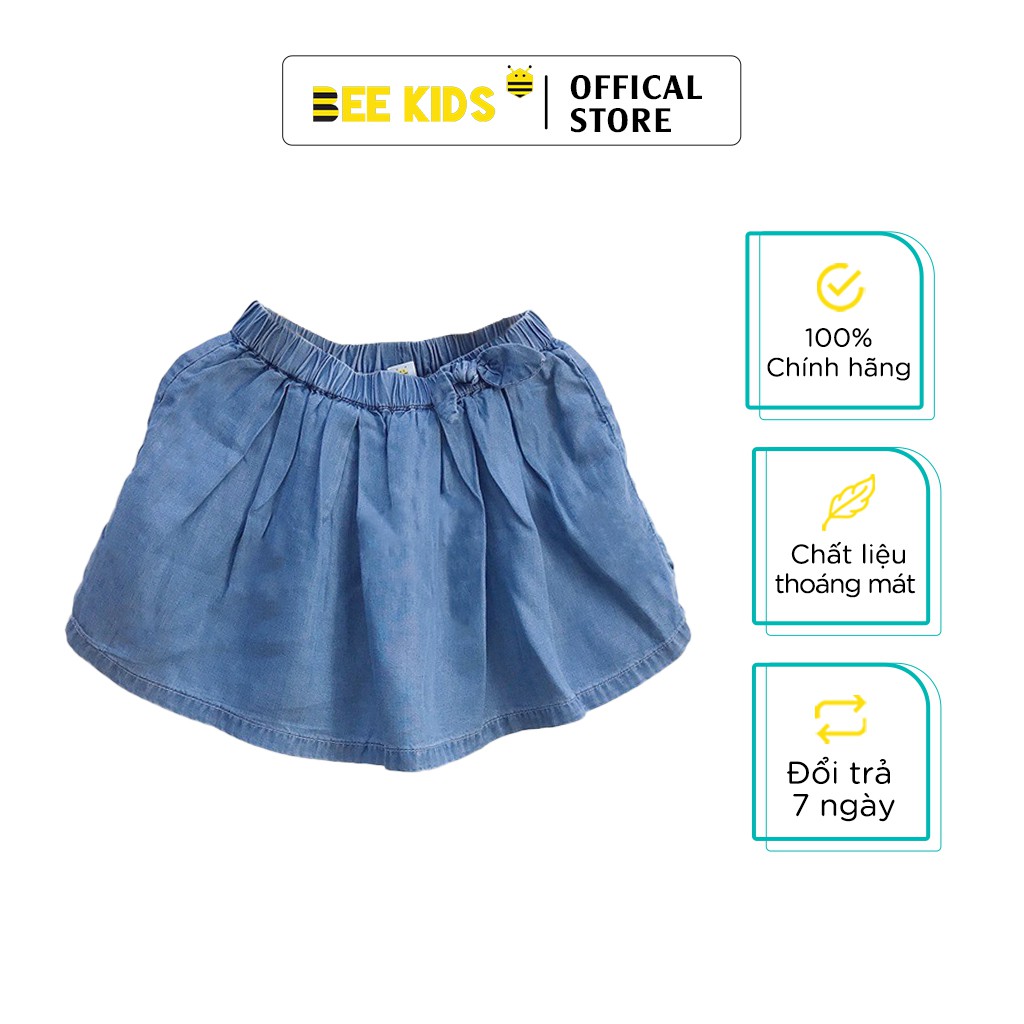 Quần Giả Váy Bé Gái Bee Kids Dáng Xòe Cạp Chun Đính Nơ Chất Liệu Jeans Mềm Mịn Thoáng Mát (2 - 12 tuổi) 7QJ01652SX