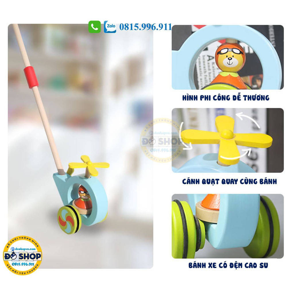 Đồ Chơi Gỗ Xe Đẩy Cầm Tay Hình Máy Bay Trực Thăng GX01 - Đô Shop