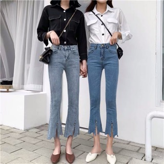 {ỏder bigsize,S-5xl}Quần jean ống vảy sẻ tà thời trang