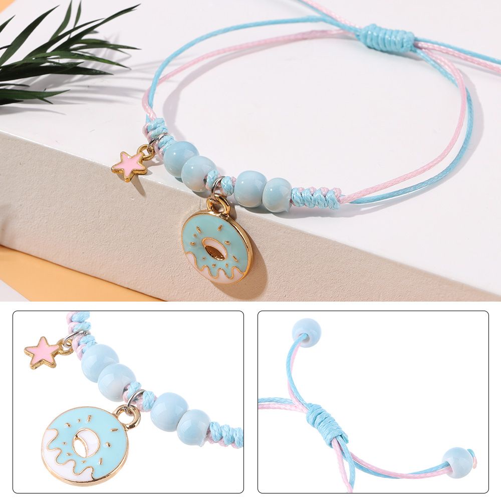 Vòng đeo tay dệt thủ công phối mặt hoạt hình dễ thương thời trang cho nữ