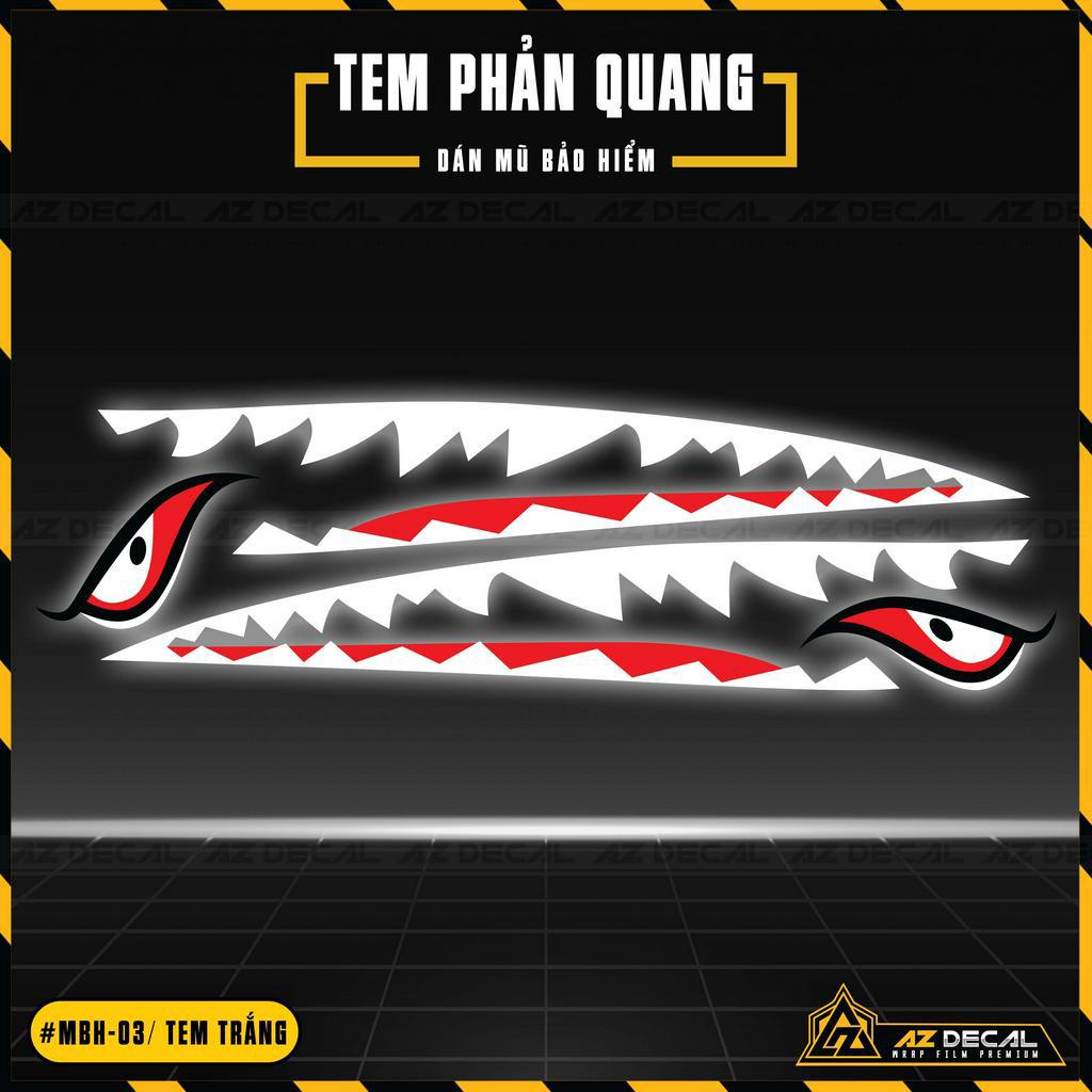 Tem Mũ Bảo Hiểm Phản Quang Mẫu Cá Mập | MBH-03 | Sticker Dán Nón Bảo Hiểm Siêu Chất, Siêu Bền
