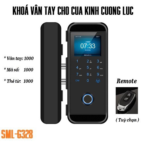 Khoá cửa vân tay dùng cho cửa kính cường lực - SML-G328