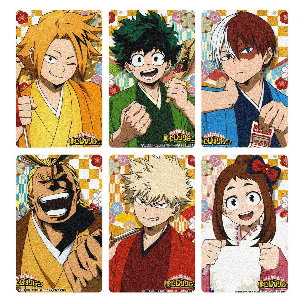 Ảnh card bo góc in hình BOKU NO HERO ACADEMIA ver KIMONO Học Viện Anh Hùng thẻ bo viền 5*8cm anime chibi