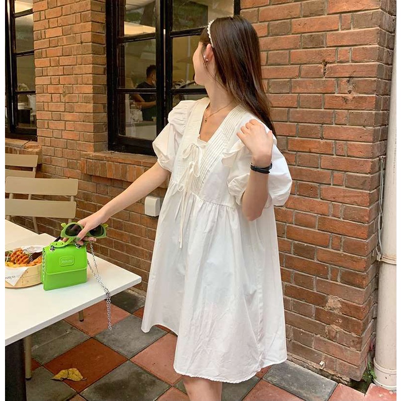 Đầm Cổ Vuông Tay Ngắn Dáng Rộng Thiết Kế Mới Thời Trang Mùa Hè Cho Nữ 2022