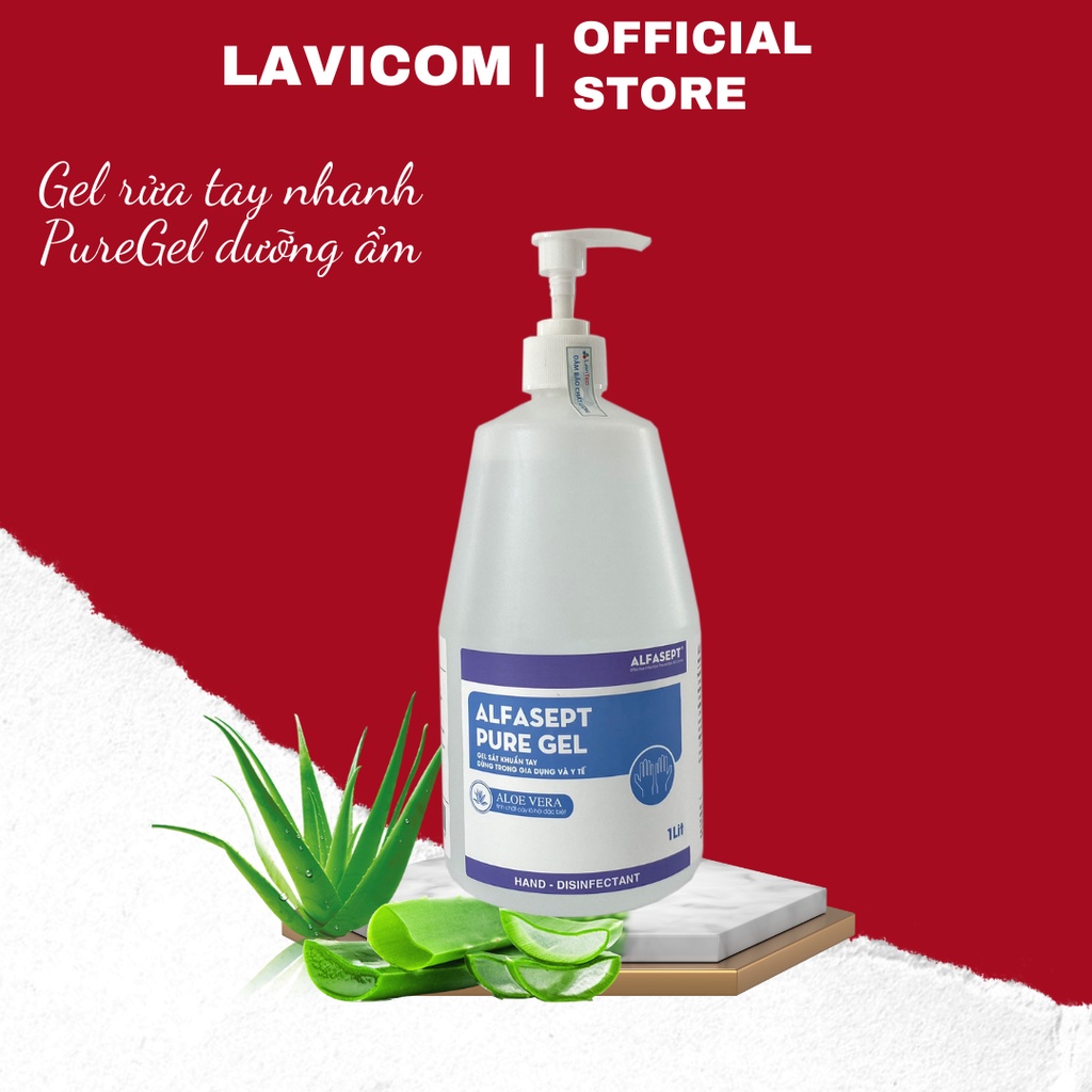 Dung Dịch Rửa Tay Khô ALFASEPT Pure Gel Phù Hợp Cho Da Nhạy Cảm, Giúp Diệt khuẩn, Tăng Cường Dưỡng Ẩm Lọ 1L