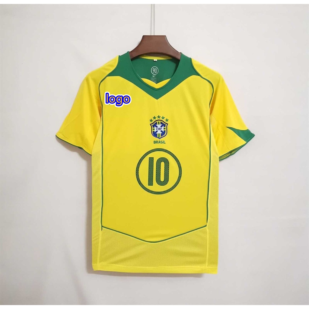 Áo Thun Bóng Đá Số 04 Brazil Số 8 RONALDO 9 RONALDO 10 2004