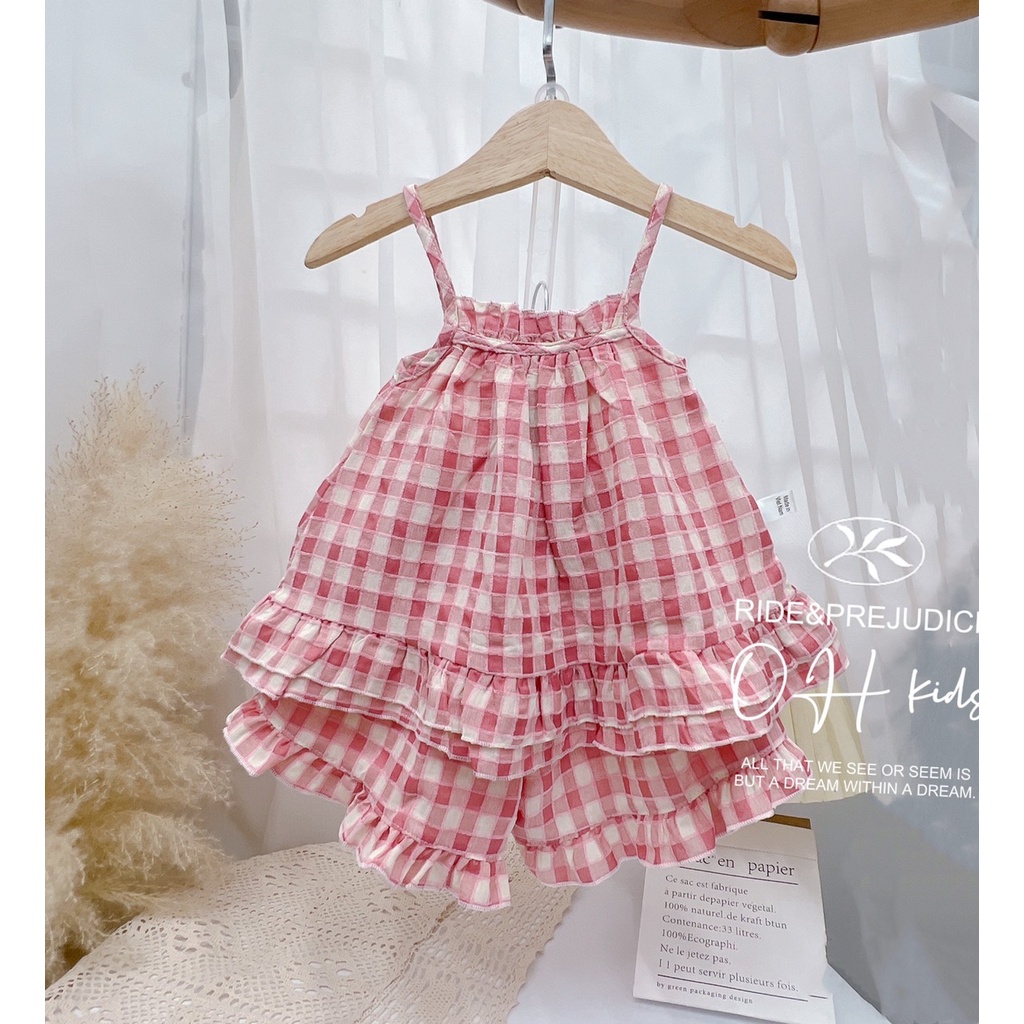 Bộ đũi 2 dây kẻ cho bé gái từ 5-20kg