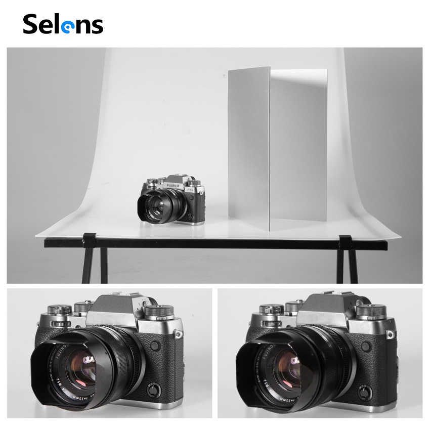 Bộ sản phẩm gồm đèn 49Led và bảng Tán Ánh Sáng kèm chân Tripod Selens Dùng Chụp Tĩnh Vật