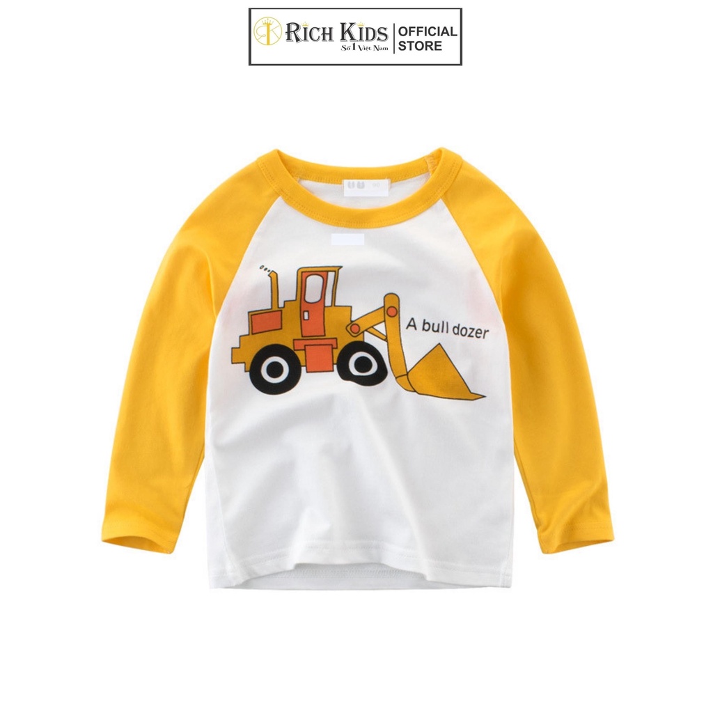 Áo Thun Dài Tay Richkids Cho Bé Trai Từ 2 Tuổi Đến 12 Vải 100% Cotton Co Giãn Thoáng Mát
