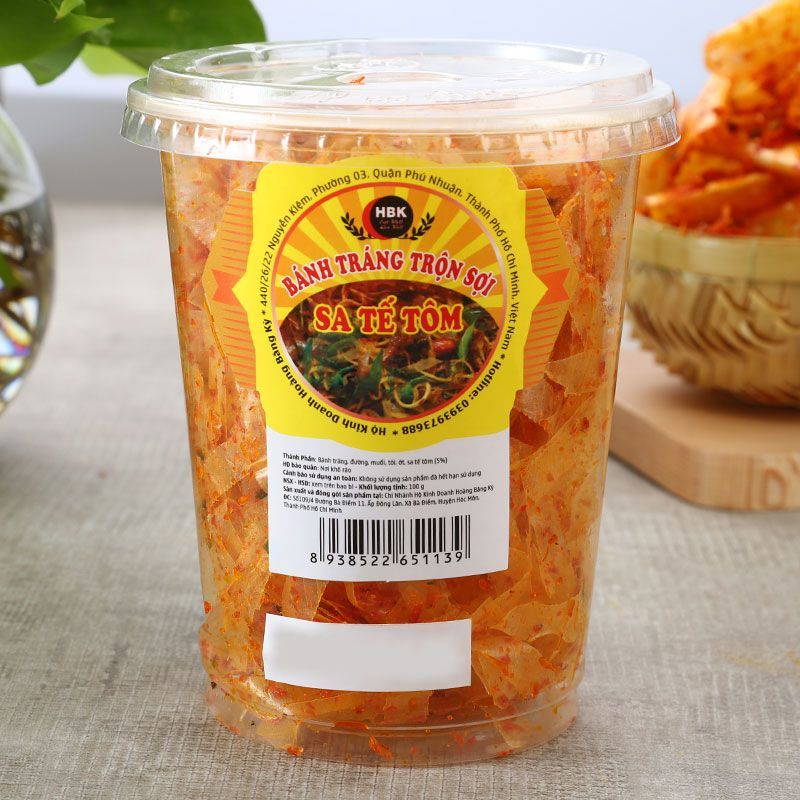 Bánh Tráng Trộn Tỏi Hành/Gà Lá Chanh/Sa Tế Tôm Hộp 100G - Bánh Tráng Ăn Liền