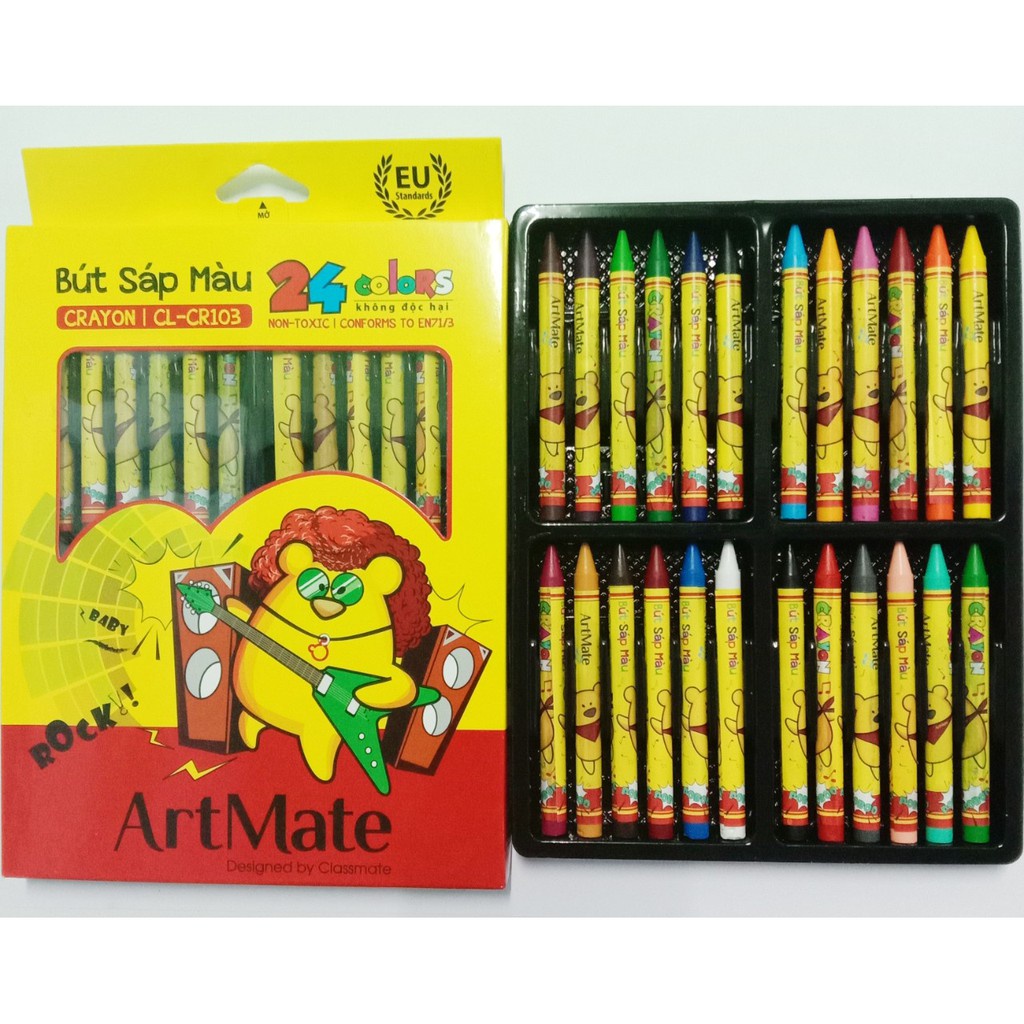 Bút Sáp Màu 24 Cây ArtMate Màu Sắc Tươi Sáng