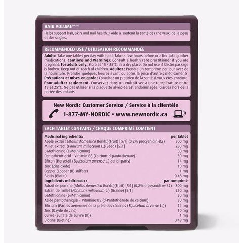 Hair Volume New Nordic chăm sóc tóc chắc khỏe, mọc tóc nhanh, ngăn ngừa rụng tóc, Hộp 30 viên | Thế Giới Skin Care