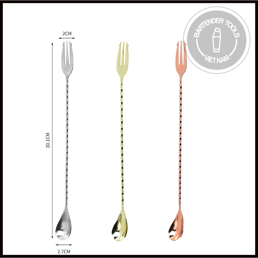 Trident barspoon 30cm - Thìa pha chế quầy bar inox