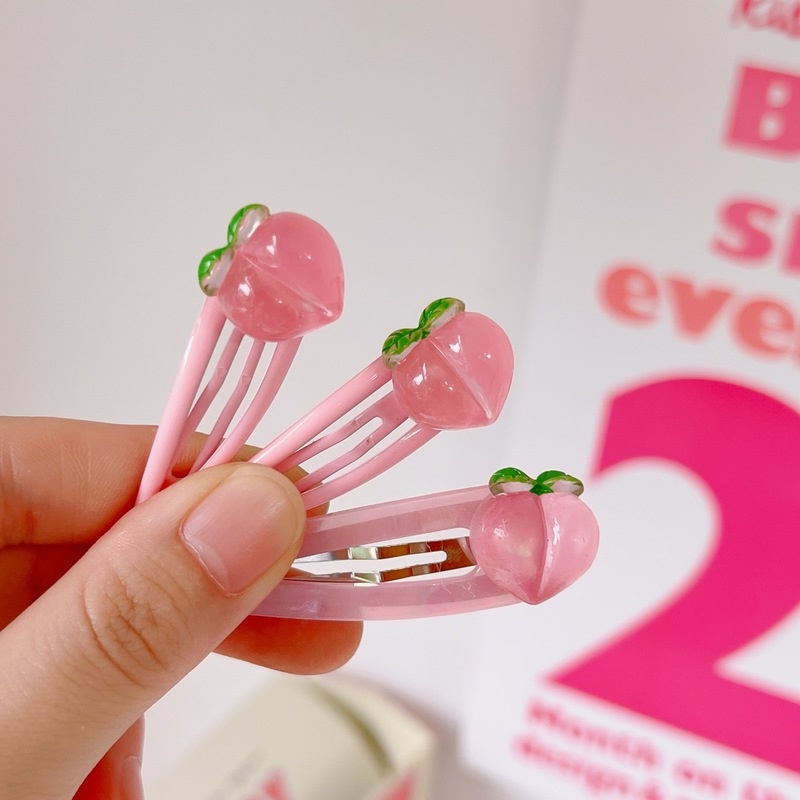 Dây Buộc Tóc Cao Su Họa Tiết Quả Đào Màu Hồng Dễ Thương Quyến Rũ Phong Cách Hàn Quốc