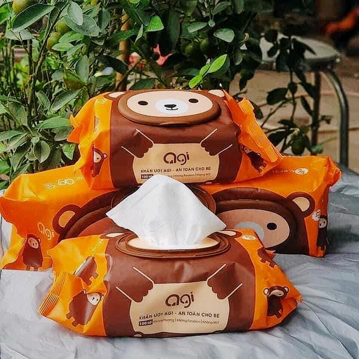 Khăn ướt AGI loại 100 tờ không mùi mẫu mới