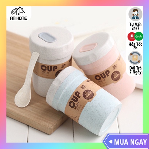Cốc Giữ Nhiệt Lúa Mạch ANHOME, Cốc Đựng Cháo - Súp Kèm Muỗng Tiện Lợi