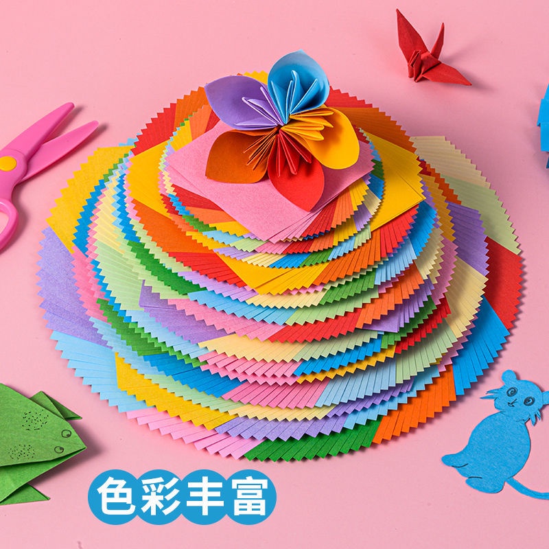 Bộ 200 Miếng Giấy Xếp Hình Origami Hình Vuông Nhiều Màu Sắc