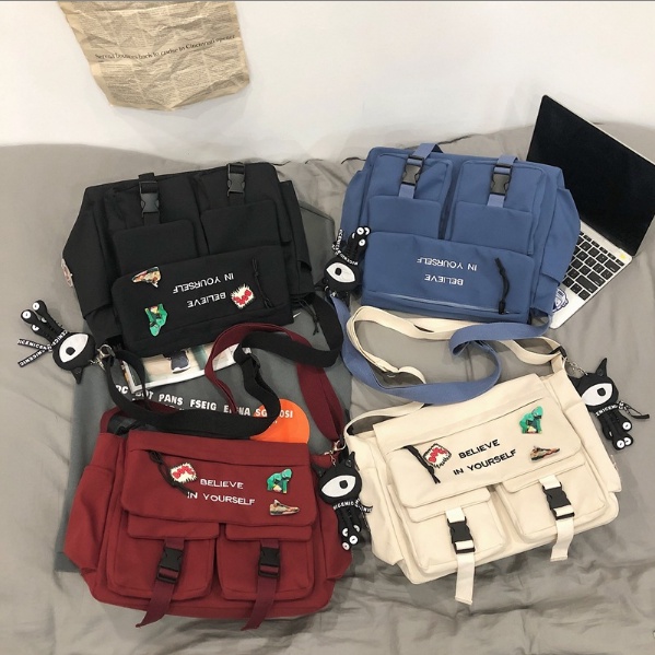 Túi tote đeo chéo nam nữ vải canvas  đeo vai phong cách unisex thời trang hàn quốc