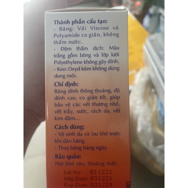 Băng dính cá nhân Ugo tana, hộp 102 miếng