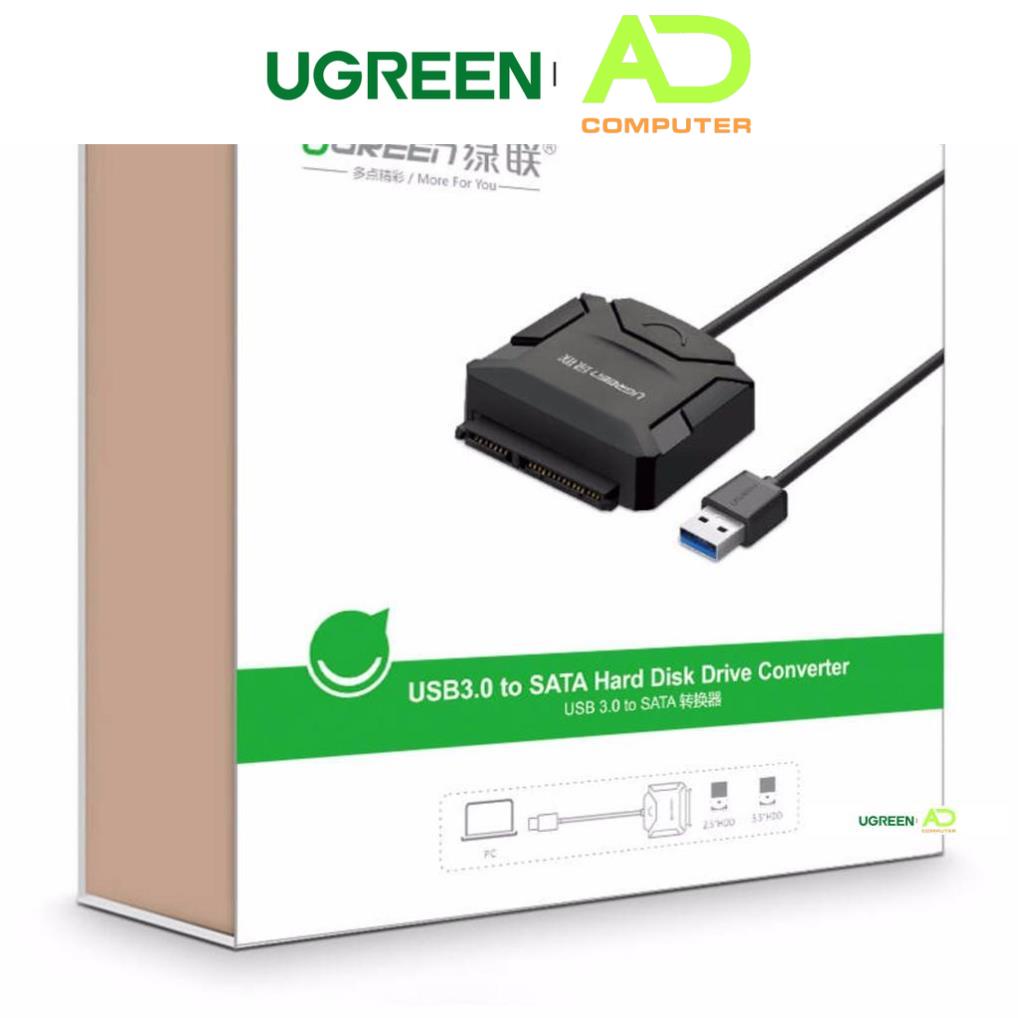 Dây chuyển đổi USB 3.0 sang SATA kèm dây nguồn 12V2A dài 50CM UGREEN CR108 ( 20231 cũ) 20611 20636