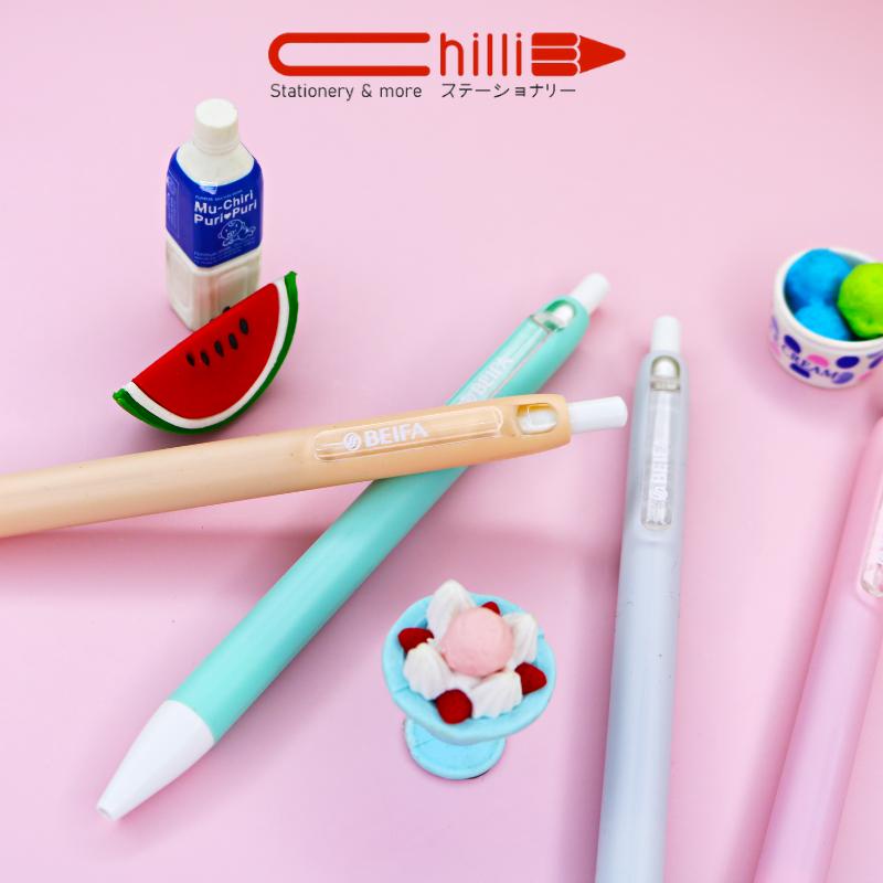 Bút Gel Bấm Pastel Beifa Ngòi 0.5MM Mực Đen Thấm Nhanh, Nhiều Màu Sắc Đa Dạng.