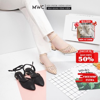 Giày búp bê nữ mwc- búp bê phối lưới- búp bê đế bệt mũi nhọn nubb- 2181