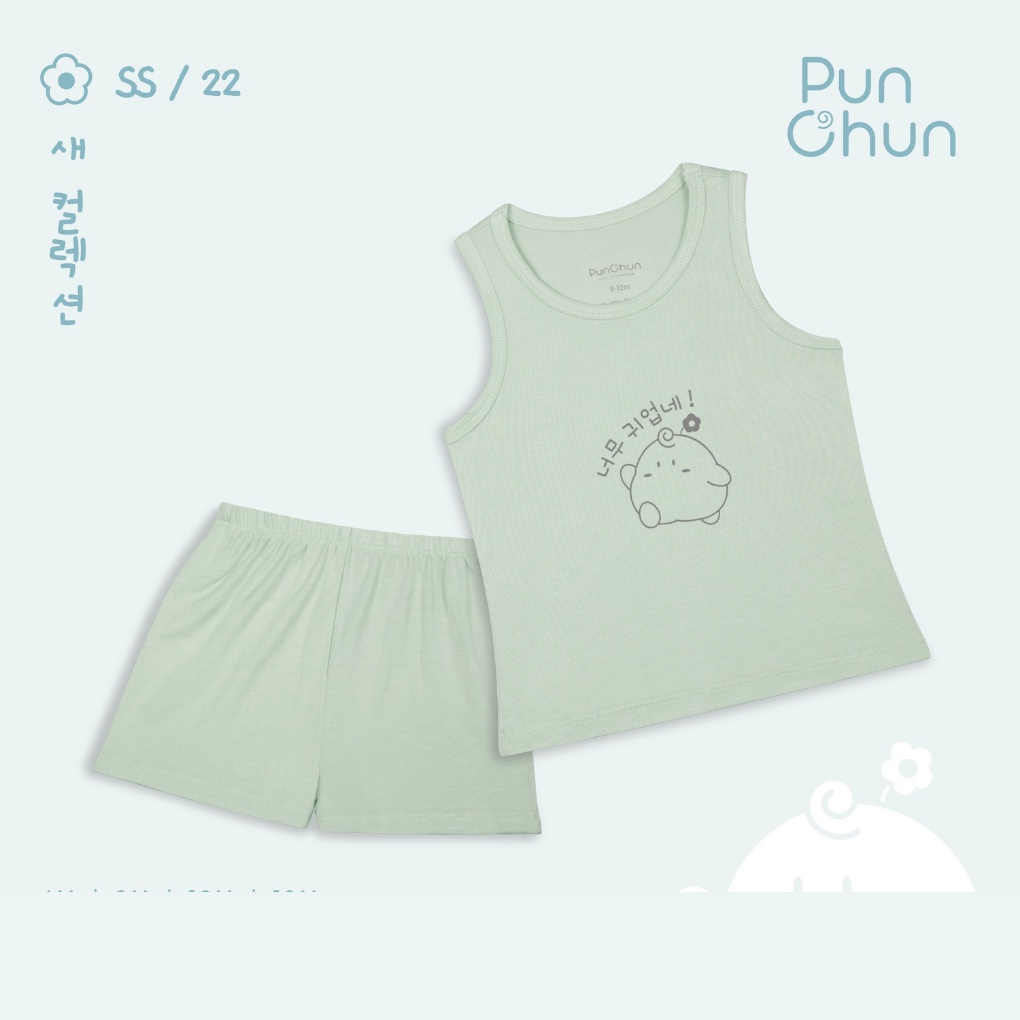 Bộ Quần Áo Ba Lỗ Punchun Màu Paster - Quần Áo Bé Trai, Bé Gái (Size Từ 9 Tháng Đến 4 Tuổi)
