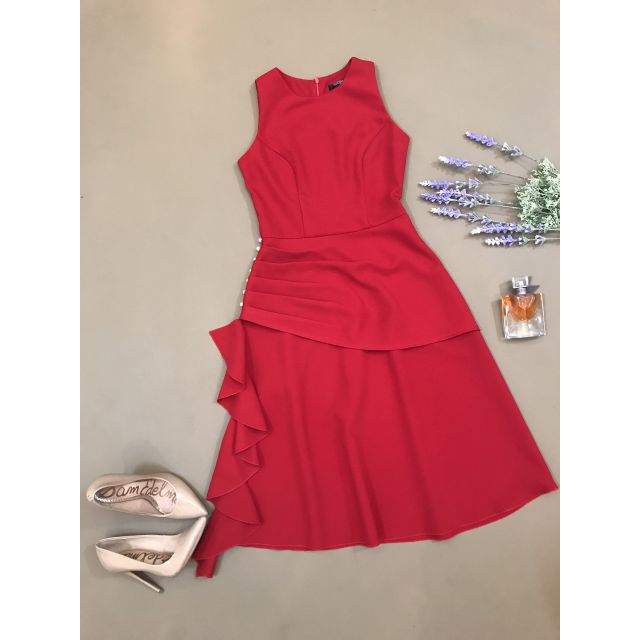 Đầm Topshop đỏ nhún eo
