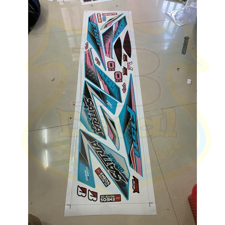 ( Quí khách vui lòng mang ra tiệm cho thợ dán ) Tem Satria fi xanh ngọc