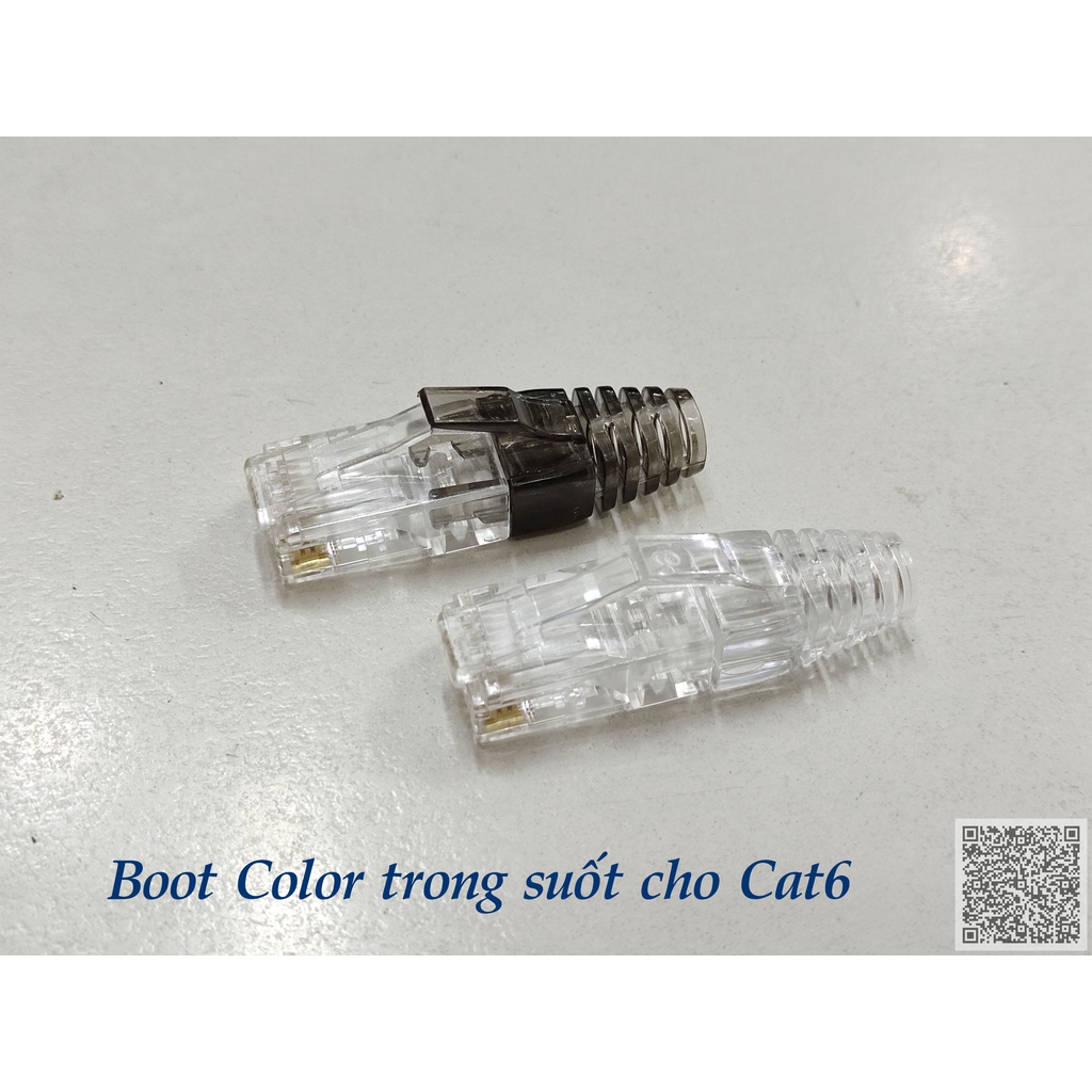 Đầu bấm mạng RJ45 Cat6 23AWG + Đầu chụp mạng trong suốt