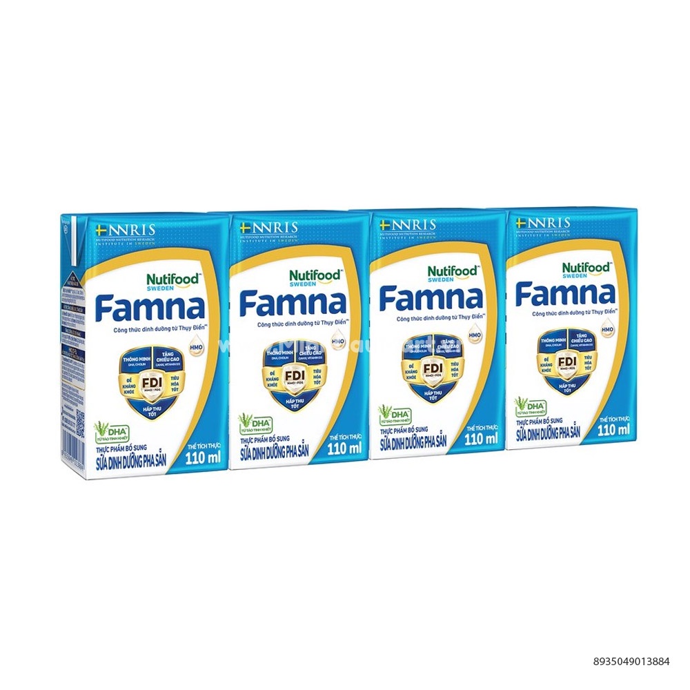 Lốc 4 hộp sữa pha sẵn Famna Thuỵ Điển 110ml-180ml
