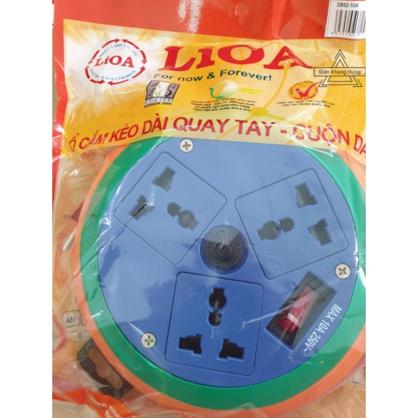 Ổ cắm kéo dài quay tay kiểu dĩa bay - dây 5m, 10m DB52-2-10A / DB10-2-10A