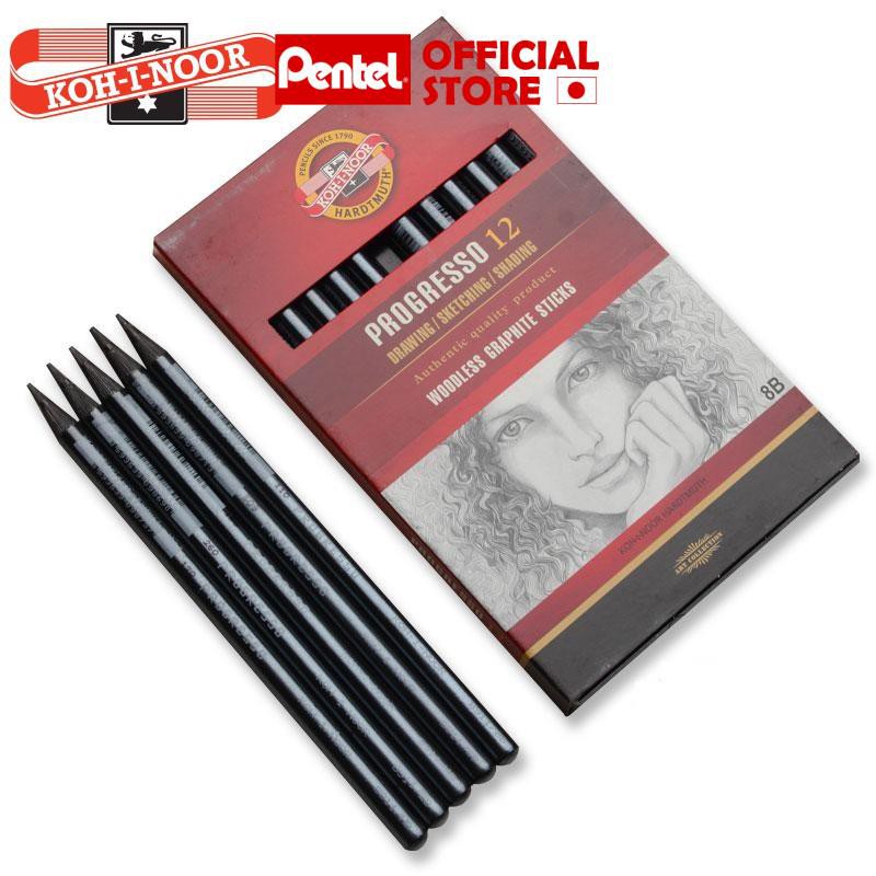 Chì Than Đặc Kí Họa Koh-I-Noor Progresso 8911 - HB 2B 4B 6B 8B | Chì Không Gỗ Vỏ Sơn | Họa Sĩ Phác Thảo Chuyên Nghiệp