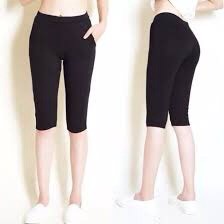 Quần Legging Nữ Ngố Đùi Lửng Cạp Chun Màu Đen Vải Cao Cấp Thun Co Giãn 4 Chiều Mặc Ôm Dáng Trẻ Trung Thể Thao Năng Động