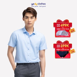 Áo sơ mi nam ngắn tay YODY vải lụa nến cao cấp khô thoáng giữ form SNM4001
