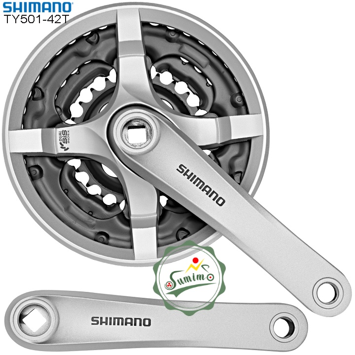 Giò dĩa xe đạp - Đùi dĩa SHIMANO FC-TY501 nhôm 3 tầng 24/34/42T-170 - Chính hãng