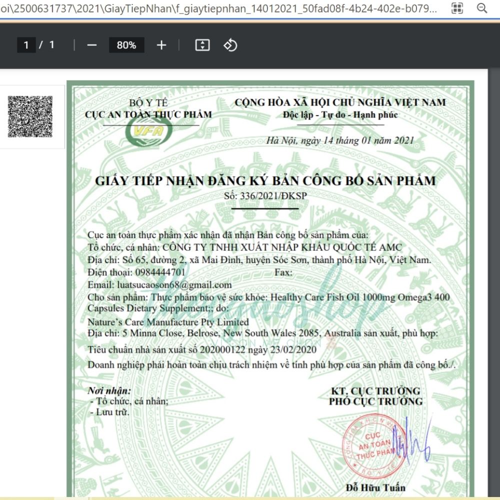 Dầu cá Healthy Care Fish oil 1000mg Omega 3 400v Úc giúp sáng mắt, tốt cho xương khớp và tim mạch, phát triển trí não