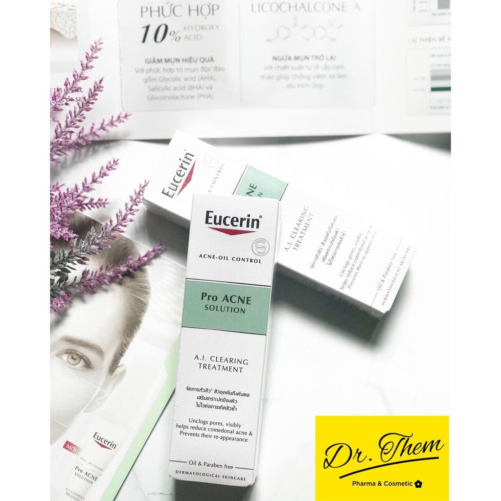 ✅[CHÍNH HÃNG] Tinh Chất Eucerin Giảm Mụn Eucerin Pro Acne A.I Clearing Treatment 40ml Nhờn Serum Proacne Solution AI Kem