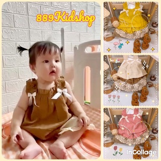(Ảnh thật) Bộ đồ mùa hè bé gái, bộ hai dây bé gái có đính nơ xinh xắn