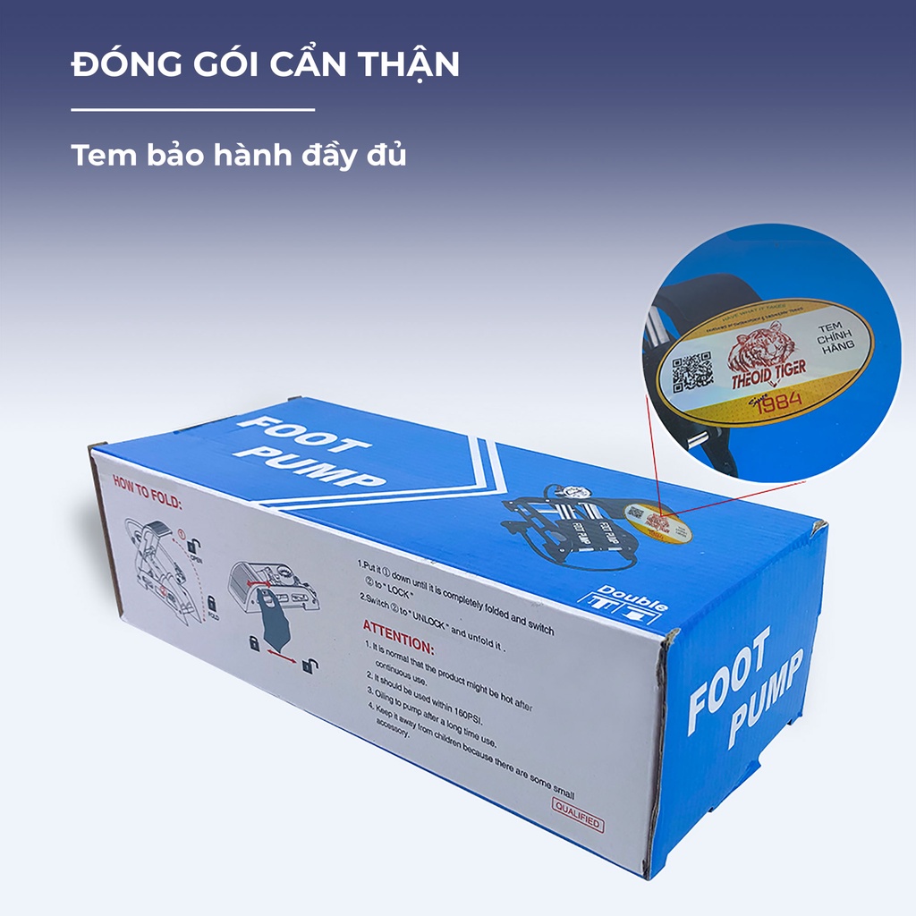 Bơm xe máy, ô tô Đạp Chân Theoid Tiger