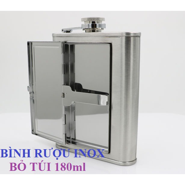 [180ML] Bình rượu inox 6oz kiêm hộp đựng thuốc lá, quà tặng ý nghĩa & tinh tế