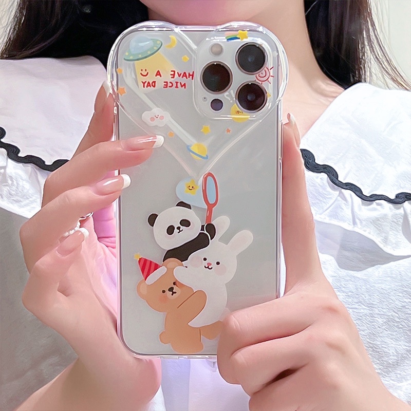 Ốp Điện Thoại tpu Silicon Trong Suốt Họa Tiết Trái Tim Lớn Cho Iphone 13iPhone11 / 12Pro xr / 8 xs