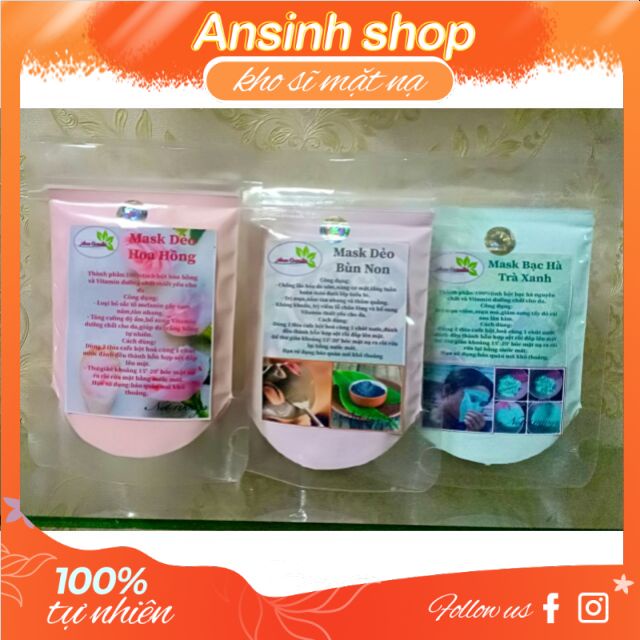 [Mã SKAMLTS7 giảm 10% đơn 150K] 100g mặt nạ dẻo bạc hà, hoa hồng handmade