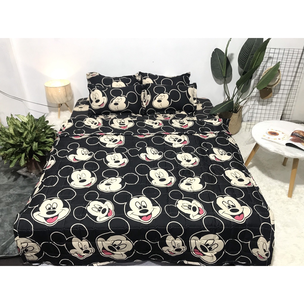 Chăn hè trần bông Poly Cotton 1m8x2m(có chọn mẫu),mẫu mickey đen