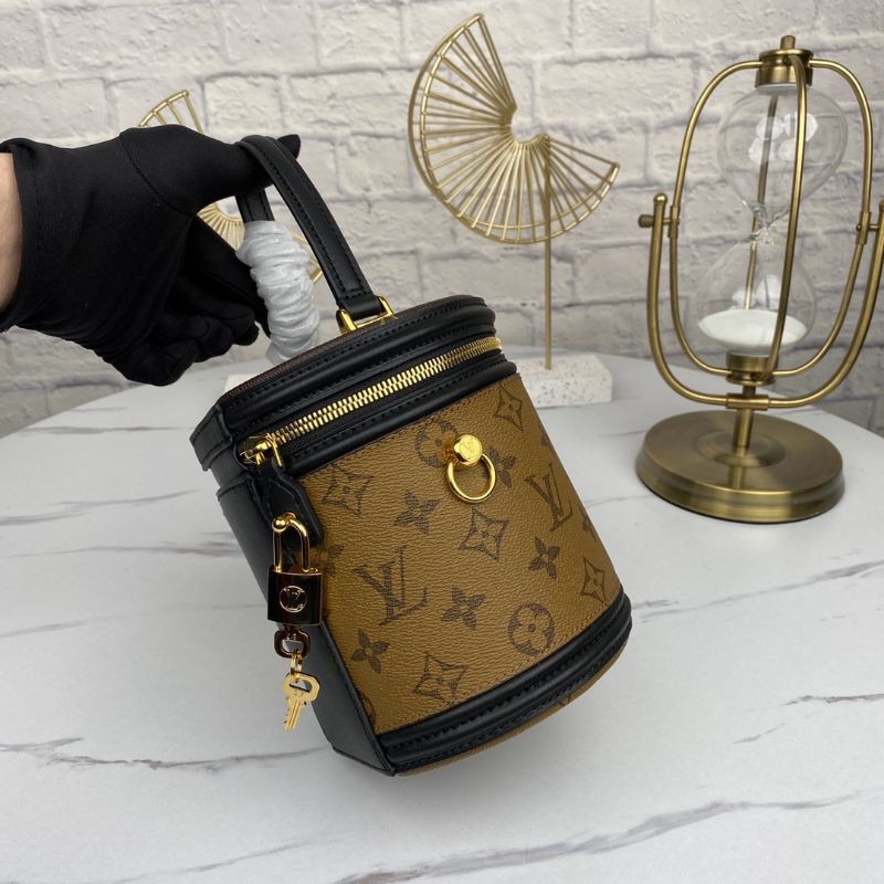 túi xách đeo chéo nữ da thật dáng hộp tròn họa tiết monogram reverse LV