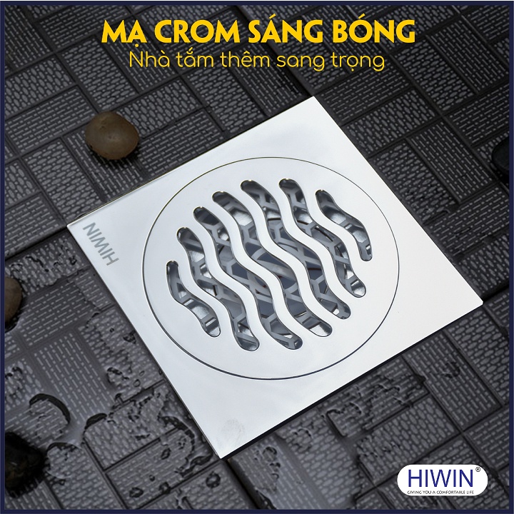 Phễu thoát sàn chống mùi hôi thoát nước nhanh đồng mạ crom kích thước 100x100mm HIWIN FD-1118