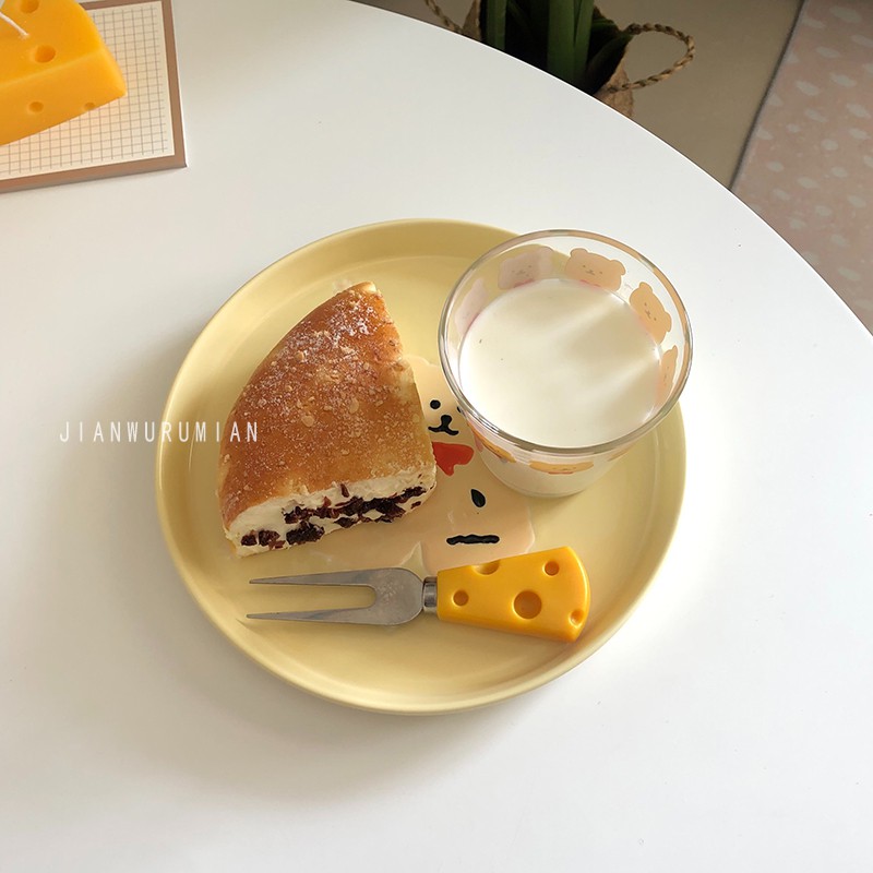 Đĩa ăn tối đĩa gốm sứ tráng men hoạt hình vẽ tay #littlechick