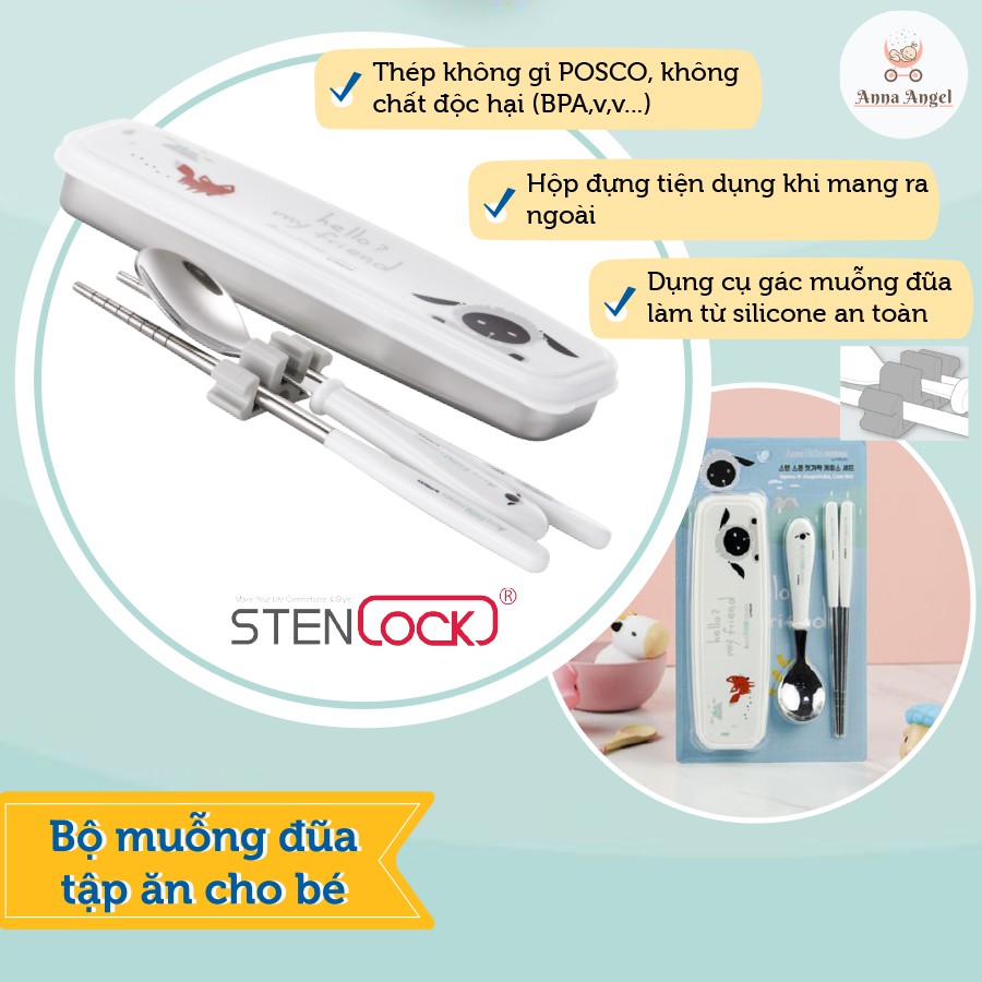 Set đồ dùng ăn dặm Tô/Muỗng/Nĩa/Đũa STENLOCK