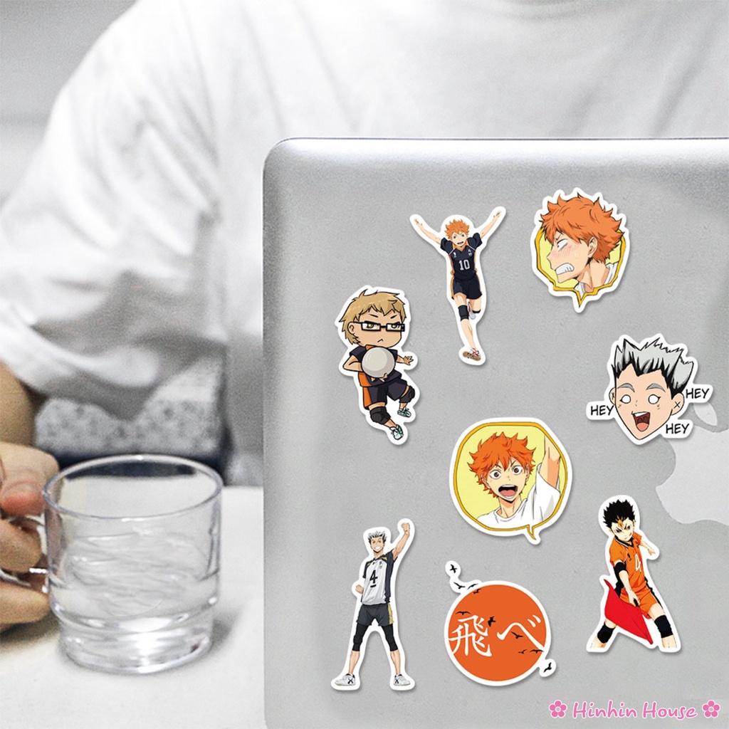 Set 50 Stickers Haikyuu!! PVC Chống Thấm Nước Chủ Đề Haikyuu - Chàng Khổng Lồ Tí Hon Dán Vali, Mũ Bảo Hiểm, Laptop...